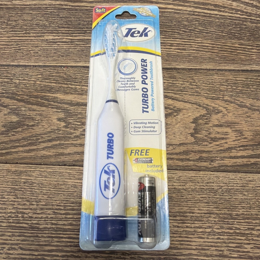 Tek Turbo Powered Toothbrush, New in Package, with battery Throughly Cleans 2010